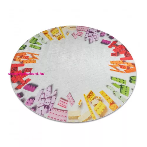 Kab. BAMBINO 38480 kör mosható szőnyeg Építőkészlet gyerekeknek csúszásgátló - szürke / sárga kör 100 cm