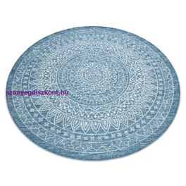   Kab. Fonott sizal szőnyeg LOFT 21207 Rozetta Kör boho elefántcsont/ezüst/kék kerék 160 cm
