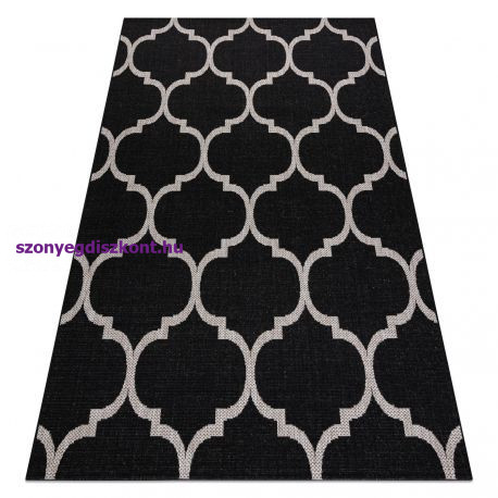 Fonott sizal floorlux szőnyeg 20608 marokkói rácsos fekete / ezüst 120x170 cm