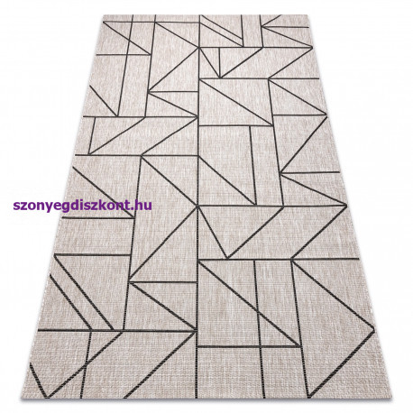 Fonott sizal floorlux szőnyeg 20605 ezüst / fekete / bézs HÁROMSZÖGEK, GEOMETRIAI  140x200 cm