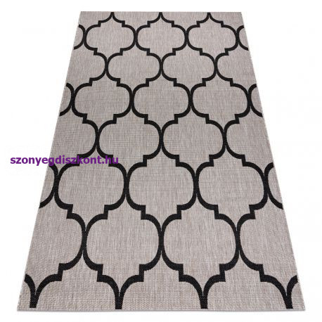 Fonott sizal floorlux szőnyeg 20608 marokkói rácsos ezüst / fekete 60x110 cm