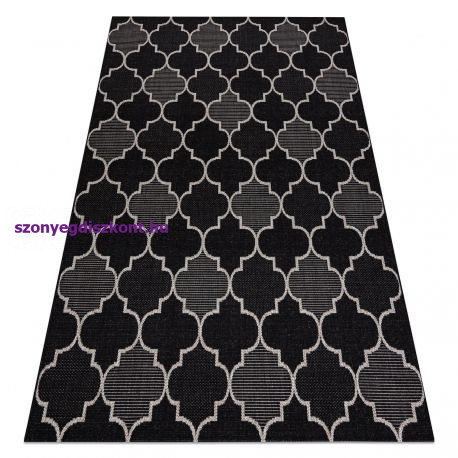 Fonott sizal floorlux szőnyeg 20607 marokkói rácsos ezüst / fekete 60x110 cm