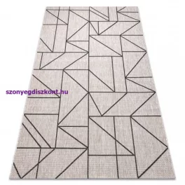   Kab. Fonott sizal floorlux szőnyeg 20605 ezüst / fekete / bézs HÁROMSZÖGEK, GEOMETRIAI  200x290 cm