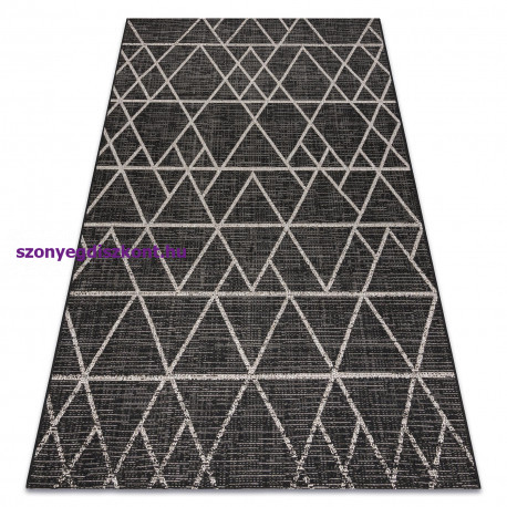 Fonott sizal floorlux szőnyeg 20508 fekete / ezüst HÁROMSZÖGEK 240x330 cm
