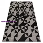 Kab. Fonott sizal floorlux szőnyeg 20489 ezüst / fekete HÁROMSZÖGEK 140x200 cm