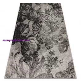   Kab. Fonott sizal floorlux szőnyeg 20491 virágok ezüst / fekete 160x230 cm