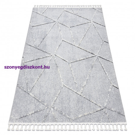 Szőnyeg SEVILLA Z791C mozaik szürke / csík fehér Rojt Berber shaggy 240x330 cm