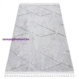   Kab. Szőnyeg SEVILLA Z791C mozaik szürke / csík fehér Rojt BERBER shaggy 80x150 cm