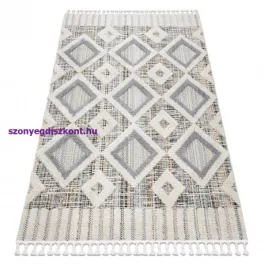   Kab. Szőnyeg SEVILLA Y523C gyémánt szürke / sárga ehér Rojt BERBER shaggy 140x190 cm