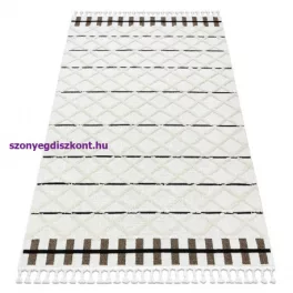   Kab. Szőnyeg SEVILLA Y611A gyémánt barna / fehér Rojt BERBER shaggy 140x190 cm