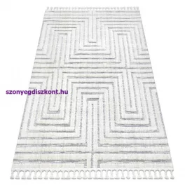  Kab. Szőnyeg SEVILLA Z788A labirintus, görög fehér / szürke Rojt BERBER shaggy 140x190 cm