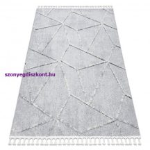   Szőnyeg SEVILLA Z791C mozaik szürke / csík fehér Rojt Berber shaggy 120x170 cm