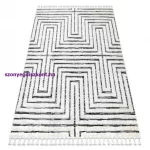 Kab. Szőnyeg SEVILLA Z788B labirintus, görög fehér / antracit Rojt BERBER shaggy 120x170 cm