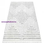 Kab. Szőnyeg SEVILLA Z788A labirintus, görög fehér / szürke Rojt BERBER shaggy 160x220 cm