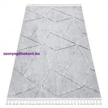  Szőnyeg SEVILLA Z791C mozaik szürke / csík fehér Rojt Berber shaggy 180x270 cm