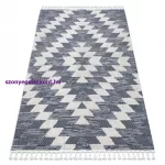 Kab. Szőnyeg SEVILLA Z250A gyémánt kék / szürke ehér Rojt BERBER shaggy 200x290 cm