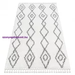 Kab. Szőnyeg BERBER UNION 3374 gyémánt, lánc krém / szürke Rojt shaggy 120x170 cm