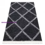 Kab. Szőnyeg BERBER UNION 3482 rácsozat szürke Rojt shaggy 120x170 cm