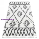 Kab. Szőnyeg BERBER UNION 3481 Cikcakk krém / szürke Rojt shaggy 140x190 cm