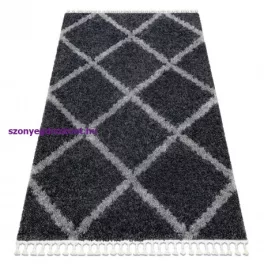   Kab. Szőnyeg BERBER UNION 3482 rácsozat szürke Rojt shaggy 140x190 cm