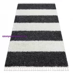 Kab. Szőnyeg BERBER UNION 4079 Csík szürke / krém Rojt shaggy 140x190 cm