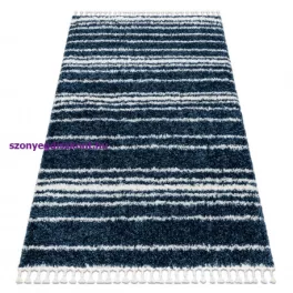   Kab. Szőnyeg BERBER UNION 4080 Csík kék / krém Rojt shaggy 160x220 cm