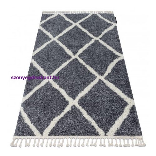 Szőnyeg BERBER CROSS B5950 szürke / fehér Rojt shaggy 200x290 cm