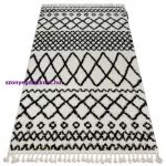 Kab. Szőnyeg BERBER SAFI N9040 fehér / fekete Rojt shaggy 200x290 cm