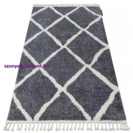   Kab. Szőnyeg BERBER CROSS B5950 szürke / fehér Rojt shaggy 80x150 cm