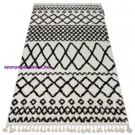   Kab. Szőnyeg BERBER SAFI N9040 fehér / fekete Rojt shaggy 80x150 cm