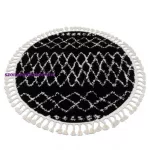 Kab. Szőnyeg BERBER ETHNIC G3802 kör fekete / fehér Rojt shaggy kör 160 cm