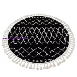   Kab. Szőnyeg BERBER ETHNIC G3802 kör fekete / fehér Rojt shaggy kör 160 cm