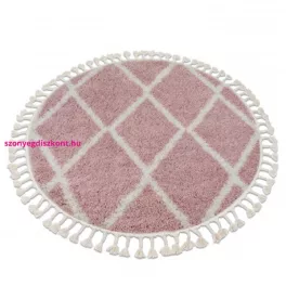  Kab. Szőnyeg BERBER TROIK A0010 kör rózsaszín / fehér Rojt shaggy kör 120 cm