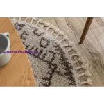 Kab. Szőnyeg BERBER TANGER B5940 kör bézs / barna Rojt shaggy kör 120 cm