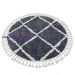 Kab. Szőnyeg BERBER CROSS B5950 kör szürke / fehér Rojt shaggy kör 120 cm