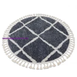   Kab. Szőnyeg BERBER CROSS B5950 kör szürke / fehér Rojt shaggy kör 120 cm