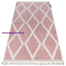   Kab. Szőnyeg BERBER TROIK A0010 rózsaszín / fehér Rojt shaggy 180x270 cm
