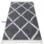 Kab. Szőnyeg BERBER CROSS B5950 szürke / fehér Rojt shaggy 180x270 cm