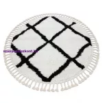 Kab. Szőnyeg BERBER CROSS fehér Rojt shaggy kör 120 cm