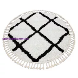 Kab. Szőnyeg BERBER CROSS fehér Rojt shaggy kör 160 cm