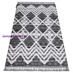 Kab. Szőnyeg MAROC P642 Gyémánt, Cikcakk szürke / fehér Rojt BERBER shaggy 120x170 cm
