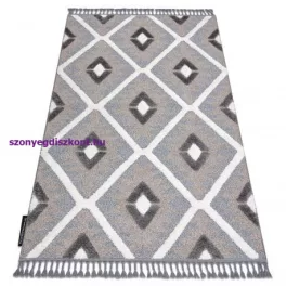   Kab. Szőnyeg MAROC P651 Gyémánt szürke / fehér Rojt BERBER shaggy 120x170 cm