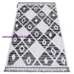 Kab. Szőnyeg MAROC P662 gyémánt fekete / fehér Rojt BERBER shaggy 120x170 cm