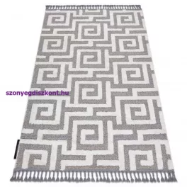   Kab. Szőnyeg MAROC P655 labirintus, görög szürke / fehér Rojt BERBER shaggy 140x190 cm