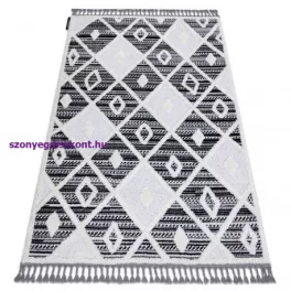   Kab. Szőnyeg MAROC P662 gyémánt fekete / fehér Rojt BERBER shaggy 160x220 cm