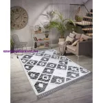 Kab. Szőnyeg MAROC P662 gyémánt fekete / fehér Rojt BERBER shaggy 160x220 cm