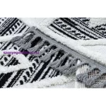 Kab. Szőnyeg MAROC P662 gyémánt fekete / fehér Rojt BERBER shaggy 160x220 cm