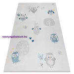 Kab. BAMBINO 1161 mosható szőnyeg Baglyok gyerekeknek csúszásgátló - szürke 160x220 cm
