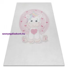   Kab. BAMBINO 1128 mosható szőnyeg Egyszarvú gyerekeknek csúszásgátló - krém 80x150 cm
