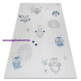   Kab. BAMBINO 1161 mosható szőnyeg Baglyok gyerekeknek csúszásgátló - szürke 80x150 cm